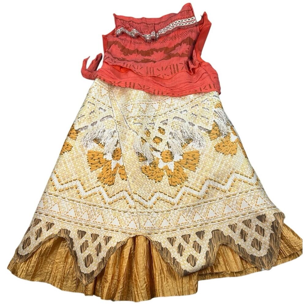 Disney Princess Moana Costume Dress Tassel Trim Cosplay Size 4-6X